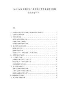 2025-2030电影放映行业观影习惯变化及地方影院投资规划材料
