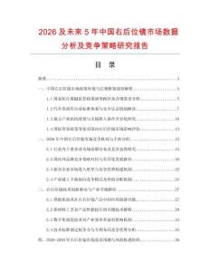 2026及未来5年中国右后位镜市场数据分析及竞争策略研究报告