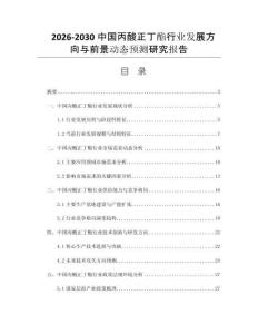 2026-2030中国丙酸正丁酯行业发展方向与前景动态预测研究报告