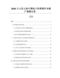 2026农业无人机喷洒技术效率提升与推广策略报告