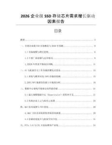 2026企业级SSD存储芯片需求增长驱动因素报告
