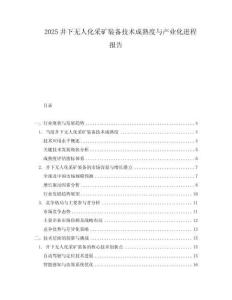 2025井下无人化采矿装备技术成熟度与产业化进程报告