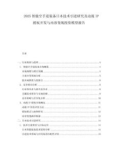 2025智能空手道装备日本技术引进研究及动漫IP授权开发与内容变现投资模型报告