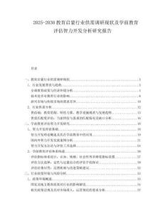 2025-2030教育启蒙行业供需调研现状及学前教育评估智力开发分析研究报告