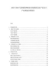 2025-2030马里棉花种植业市场现状及农产品出口产业规划分析报告