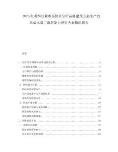 2025红薯酥行业市场供求分析品牌建设方案生产效率成本费用盈利能力投资方案指南报告
