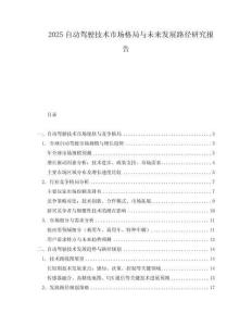2025自动驾驶技术市场格局与未来发展路径研究报告
