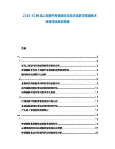 2025-2030无人驾驶汽车领域供给需求现状传感器技术投资评估规划驾驶