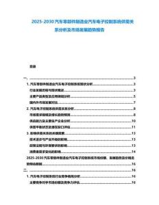 2025-2030汽车零部件制造业汽车电子控制系统供需关系分析及市场发展趋势报告