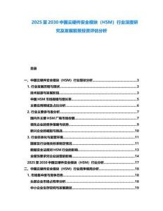 2025至2030中国云硬件安全模块（HSM）行业深度研究及发展前景投资评估分析
