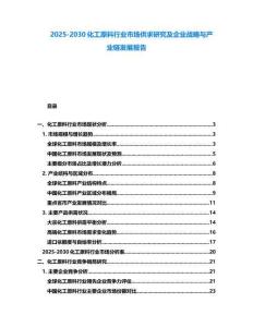 2025-2030化工原料行业市场供求研究及企业战略与产业链发展报告
