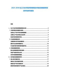 2025-2030化工行业市场供需格局技术驱动发展趋势投资评估研究报告