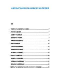 中国手持式气体检测仪行业市场现状及行业分析研究报告