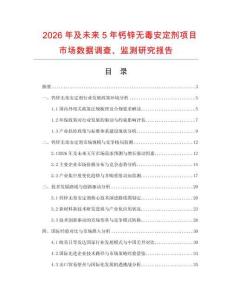 2026年及未来5年钙锌无毒安定剂项目市场数据调查、监测研究报告