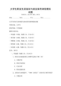 大学生职业生涯规划与就业指导课程模拟试题