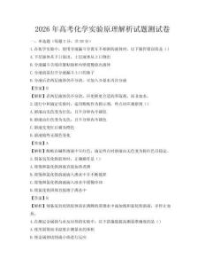 2026年高考化学实验原理解析试题测试卷