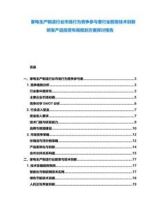 家电生产制造行业市场行为竞争参与者行业前景技术创新研发产品投资布局规划方案探讨报告