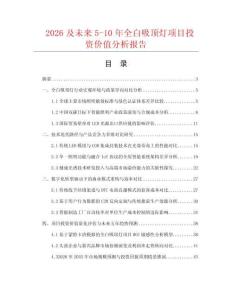 2026及未来5-10年全白吸顶灯项目投资价值分析报告