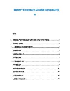 橡胶制品产业市场全面分析及未来前景与商业布局研究报告