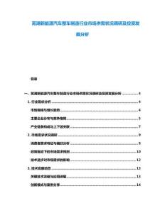 芜湖新能源汽车整车制造行业市场供需状况调研及投资发展分析