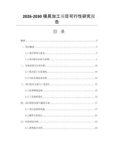 2026-2030模具加工项目可行性研究报告