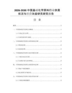 2026-2030中国基础化学原料行业供需状况与经营效益研究研究报告