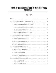 2026虚拟现实内容开发生态与商业变现路径报告