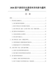 2026量子通信安全通信体系构建与应用研究