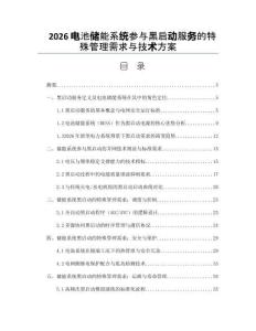 2026电池储能系统参与黑启动服务的特殊管理需求与技术方案