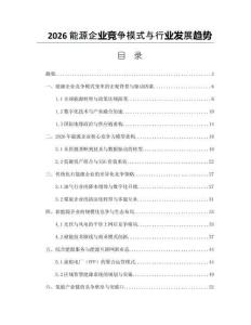 2026能源企业竞争模式与行业发展趋势
