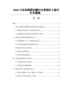 2026中国痛风药物辅料技术创新与应用前景预测