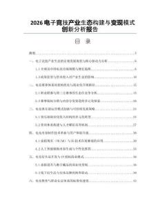 2026电子竞技产业生态构建与变现模式创新分析报告