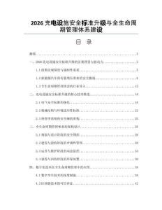 2026充电设施安全标准升级与全生命周期管理体系建设