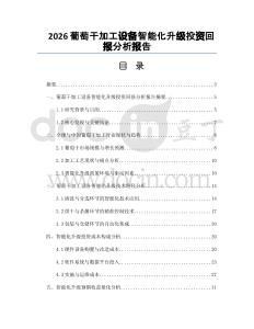 2026葡萄干加工设备智能化升级投资回报分析报告