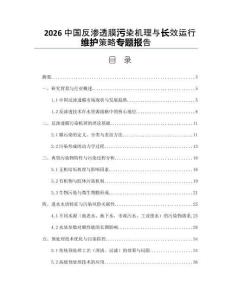 2026中国反渗透膜污染机理与长效运行维护策略专题报告