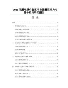 2026低压电缆行业区域市场发展潜力与竞争格局研究报告