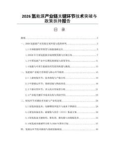 2026氢能源产业链关键环节技术突破与政策扶持报告