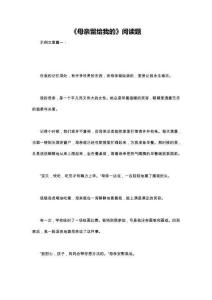 《母亲留给我的》阅读题