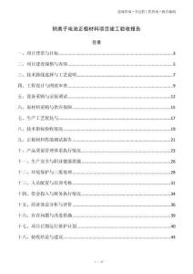 钠离子电池正极材料项目竣工验收报告