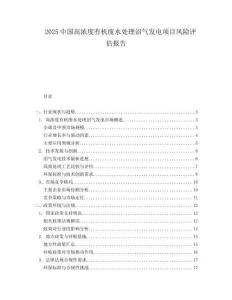 2025中国高浓度有机废水处理沼气发电项目风险评估报告.docx