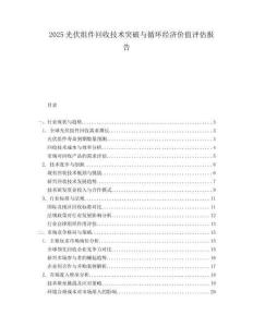 2025光伏组件回收技术突破与循环经济价值评估报告.docx