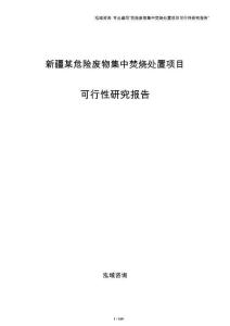 新疆某危险废物集中焚烧处置项目可行性研究报告（参考模板）