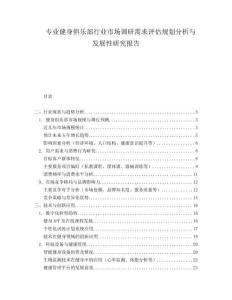 专业健身俱乐部行业市场调研需求评估规划分析与发展性研究报告.docx