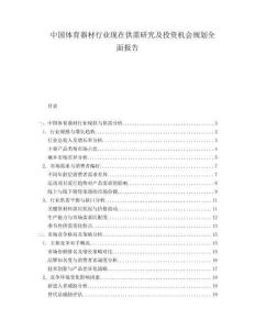 中国体育器材行业现在供需研究及投资机会规划全面报告.docx