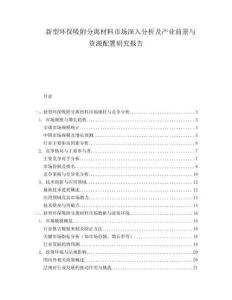 新型环保吸附分离材料市场深入分析及产业前景与资源配置研究报告.docx