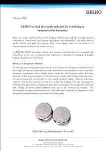 SEIKO to lead the watch industry by switching to mercury-free