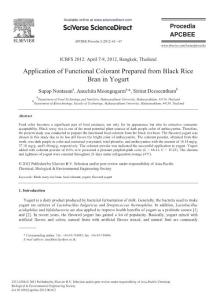 Application of Functional Colorant Prepared from Black Rice Bran in Yogurt 321231