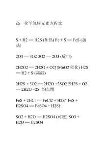 高中化学氧族元素方程式