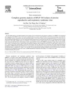 Complete genome analysis of RFLP 184 isolates of porcine