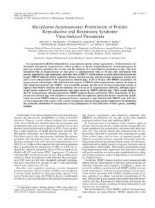 Mycoplasma hyopneumoniae Potentiation of Porcine Reproductive and Respiratory Syndrome Virus-Induced Pneumonia